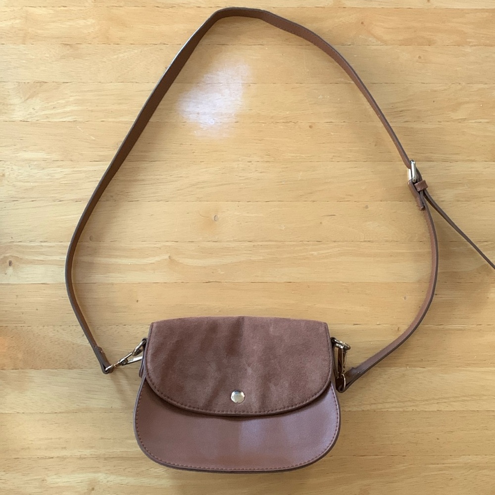 GAP Brown Faux Leather/Suede Cross Body w/ Removable Handles, Size OS